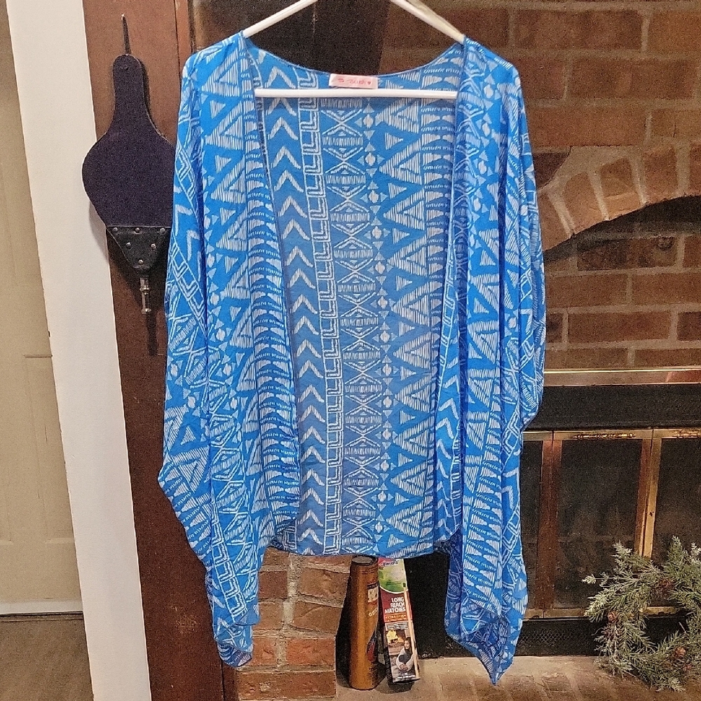 Blush Blue and White Kimono